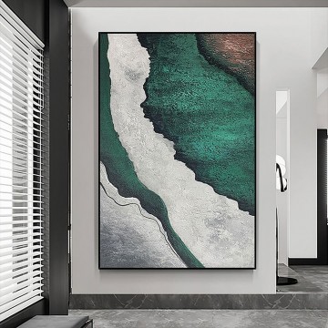 minimalista Pintura al %C3%B3leo - Ola de playa abstracto verde 05 arte de la pared textura minimalista